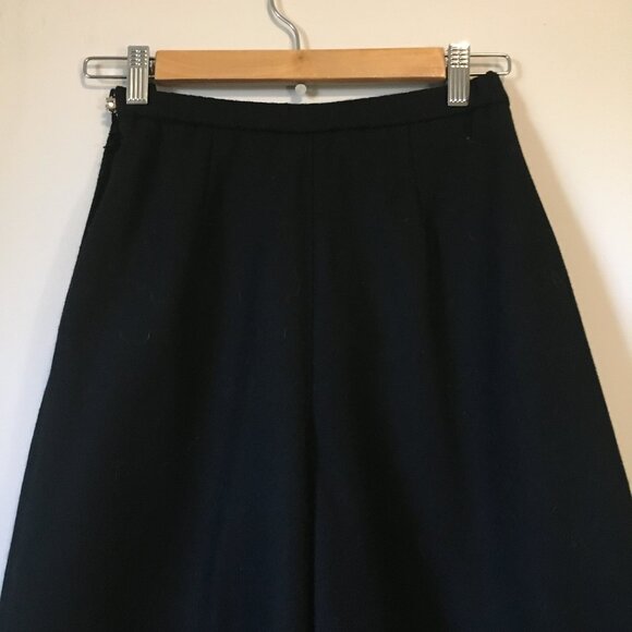 Vintage Thick Black Structured Box Pleated Wool Culottes 26W - Picture 6 of 16